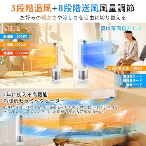 新進化モデル・冷暖兼用】セラミックヒーター 暖房器具 省エネ 電気 3