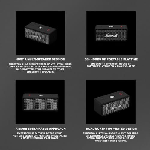 Marshall ワイヤレスポータブル防水スピーカー Emberton? ブラック