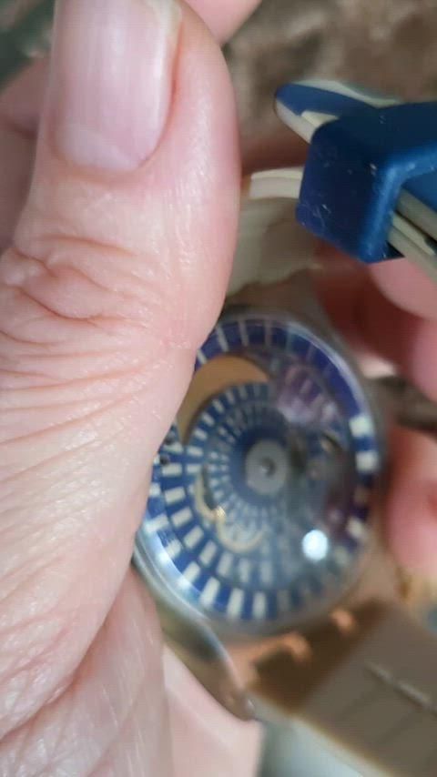  ヴィンテージ スウォッチ オートマティック ブルー カモフラージュ Tシャツ チェック柄 自動巻き時計 腕時計(アナログ)