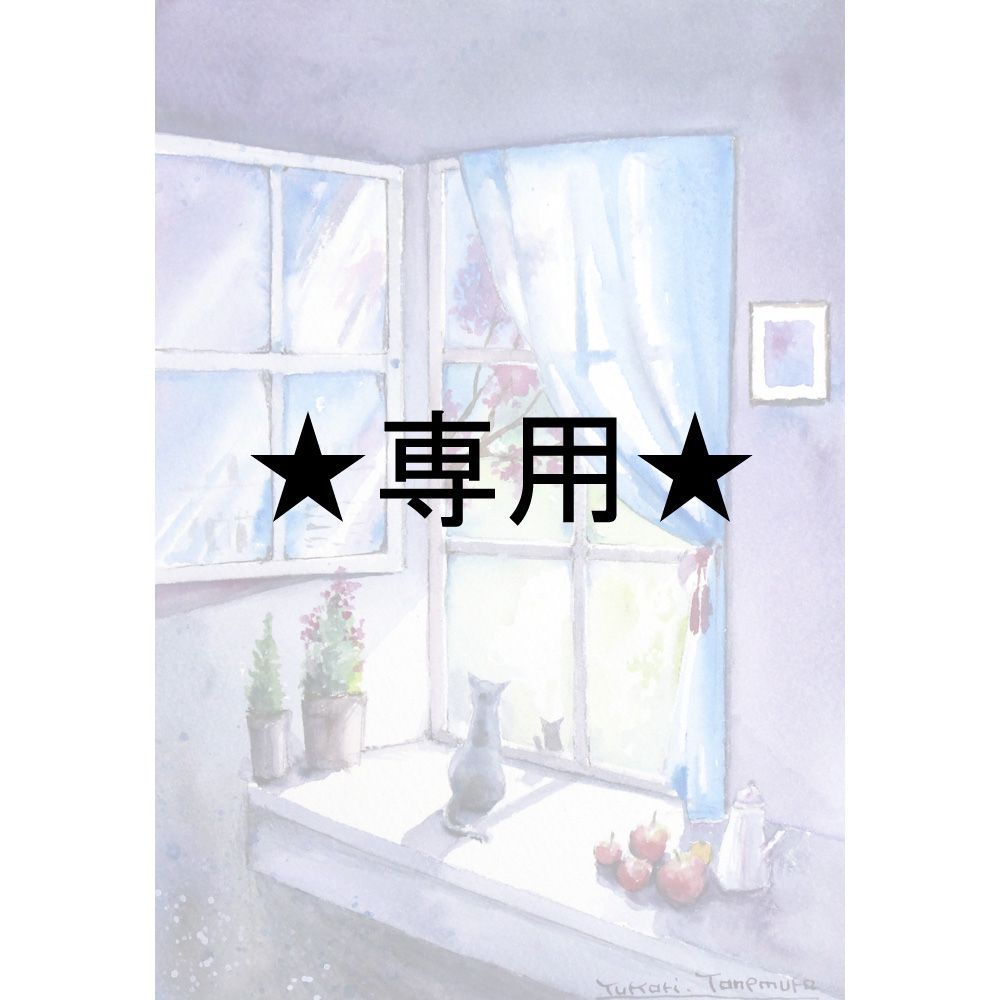 momorinさま専用（原画）窓辺の猫 #2【A5サイズ／水彩画／#3026a