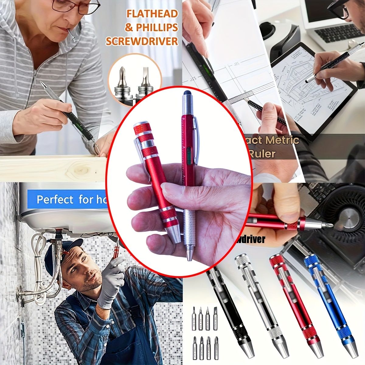 14-in-1多機能】精密ドライバーツールセット ボールペン 水準器 定規