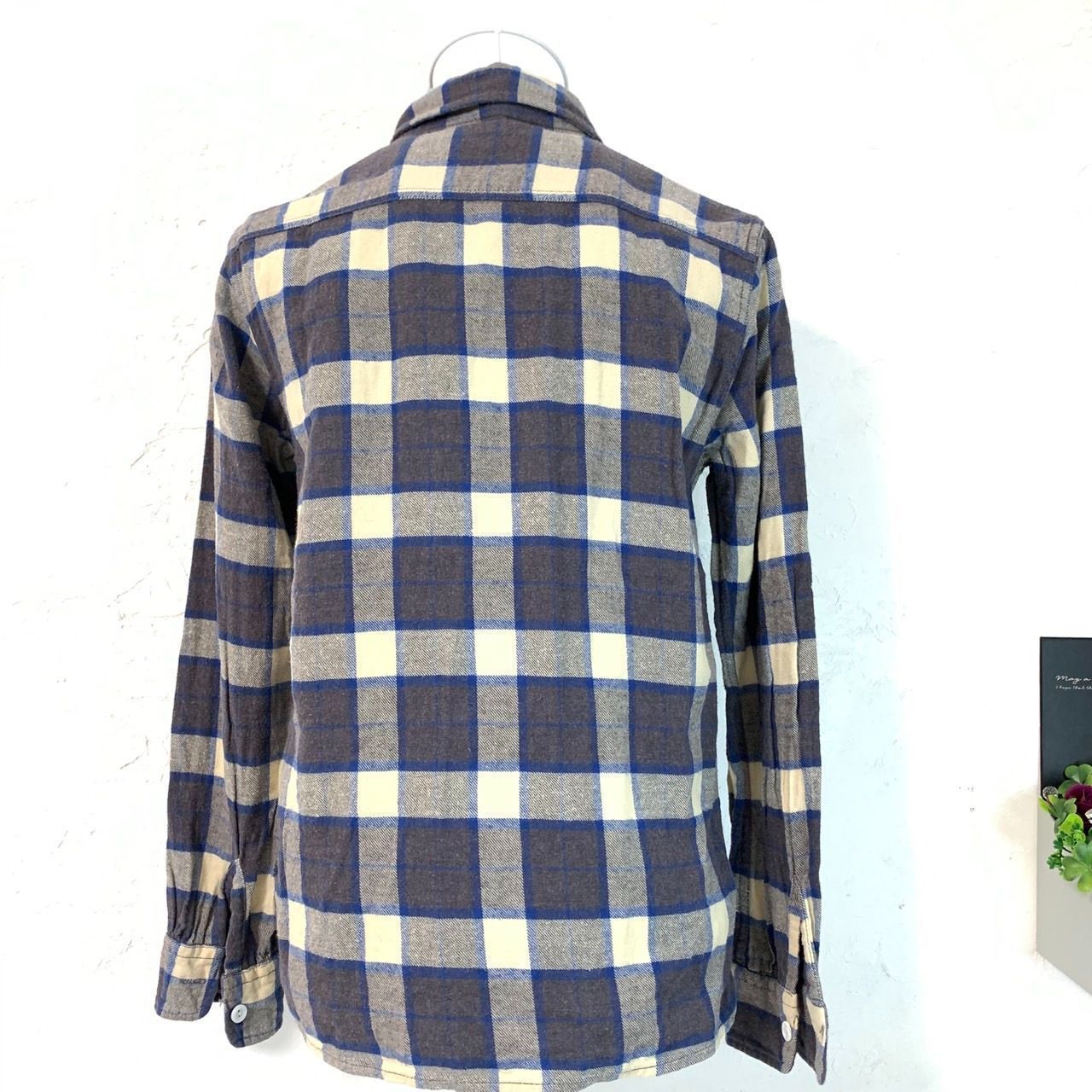 ☆美品☆ Lee リー メンズ ワイシャツ 長袖 グレー ブルー チェック柄 
