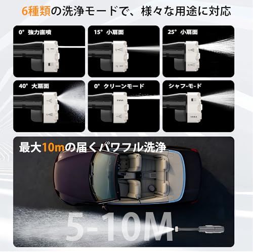 高圧洗浄機 コードレス 充電式 ハンディタイプ 高圧洗車機 850W 6種類