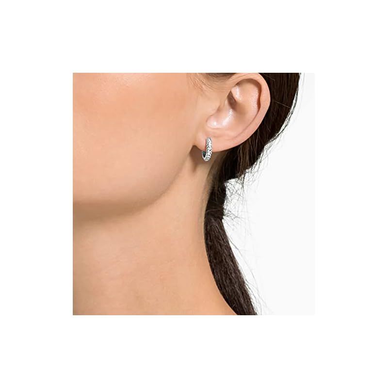 公式】【スワロフスキー】Dextera フープピアス, パヴェ, 小, ホワイト