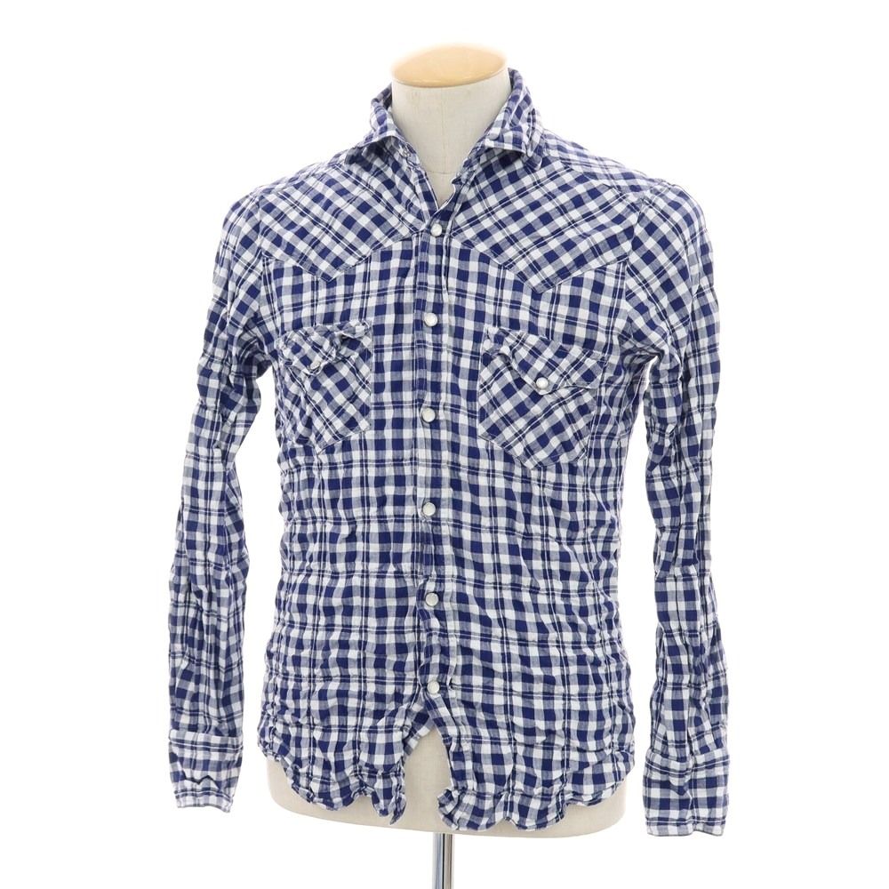 中古】フィナモレ Finamore シワ加工 コットン ギンガムチェック