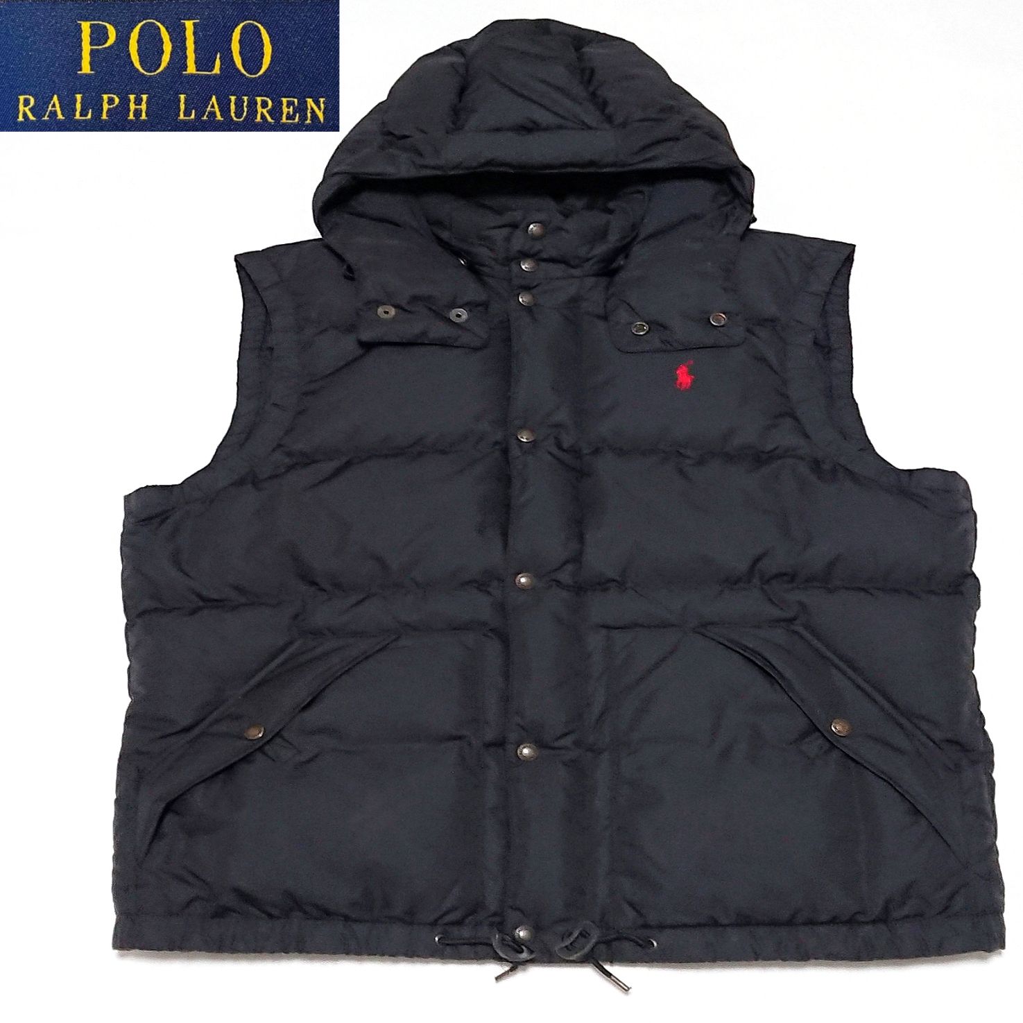美品 ポロラルフローレン 刺繍 ロゴ 2way 肉厚 ダウン ベスト - メルカリ
