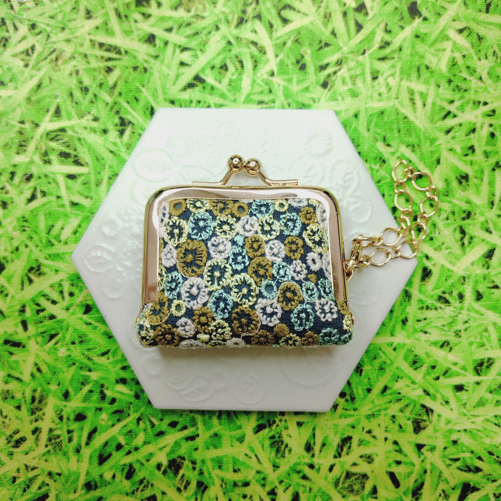 ミナペルホネン✨skyful スカイフル dark mix ダークミックス✨がま口