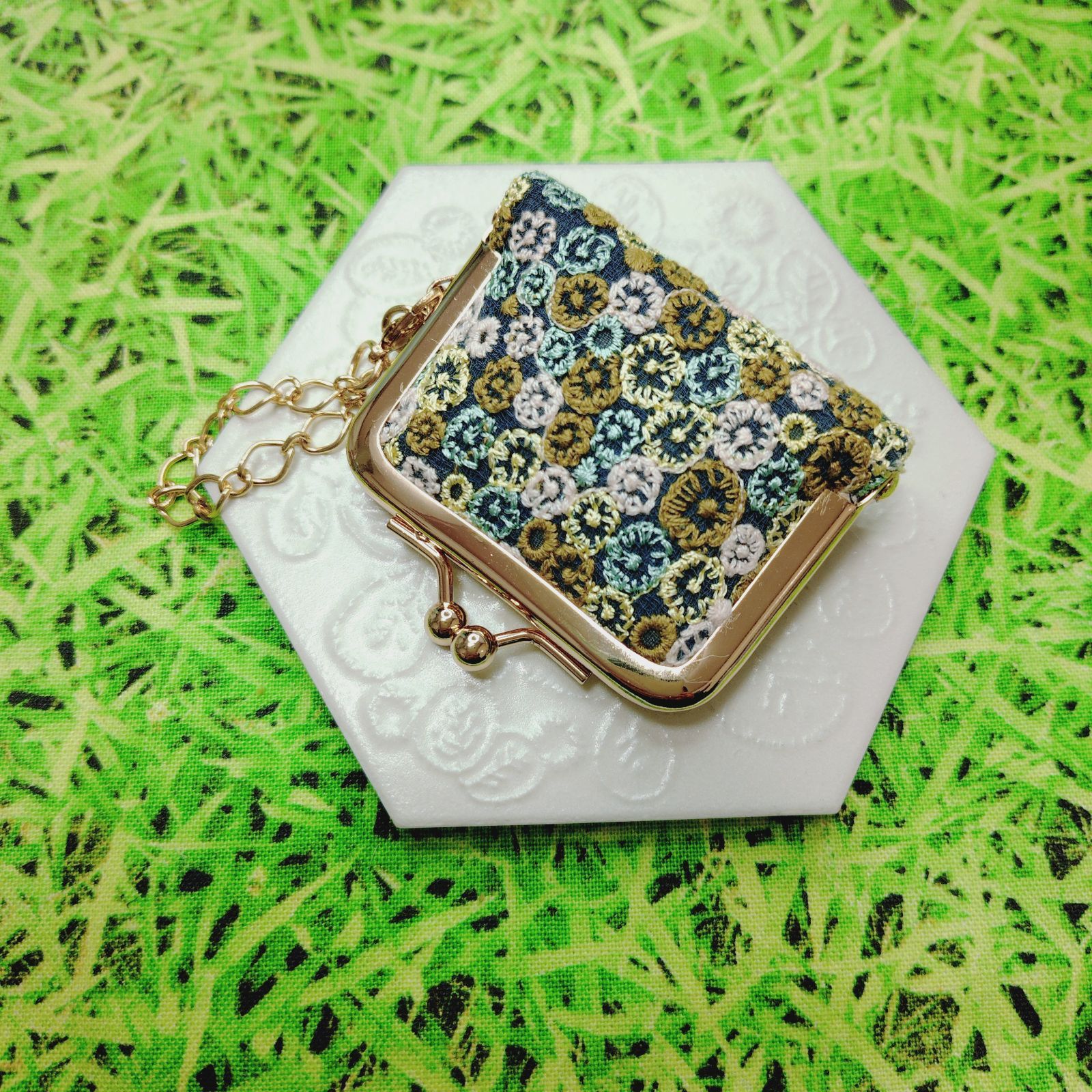 ミナペルホネン✨skyful スカイフル dark mix ダークミックス✨がま口