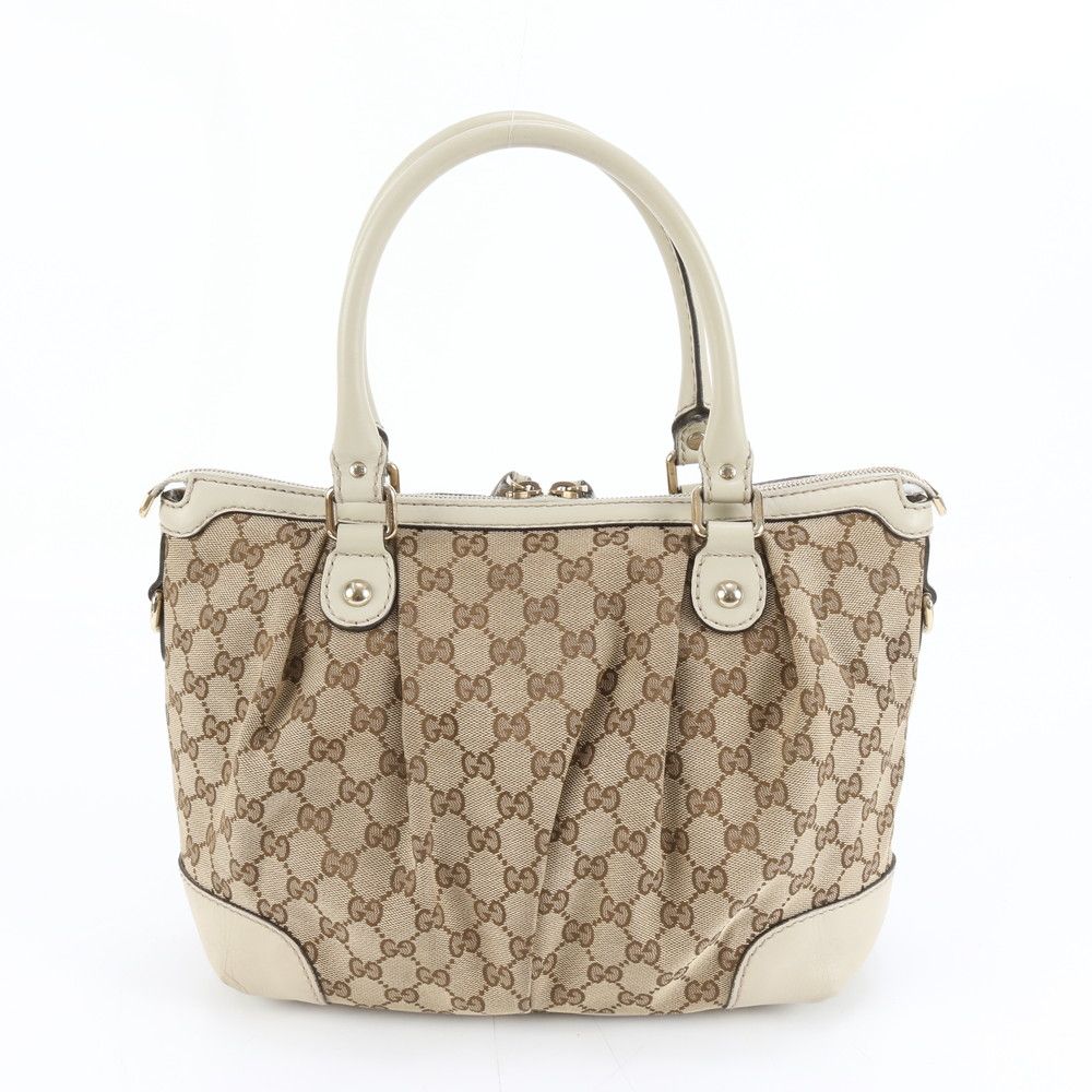 GUCCI スーキー GGキャンバス×レザー ハンドバッグ 肩掛け◎ 美品 グッチ GG キャンバス スーキー 247902 レザー トート バッグ