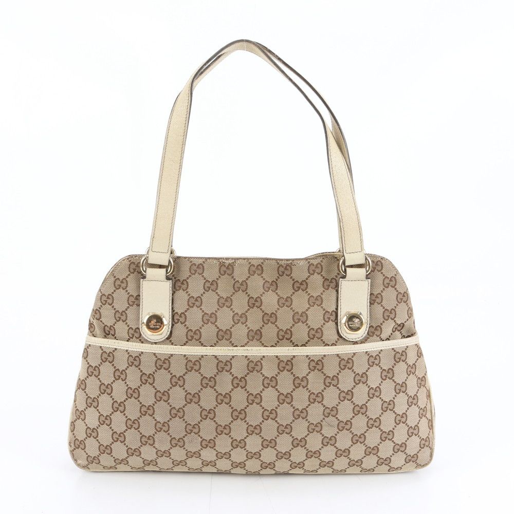 グッチ GG キャンバス 163288 レザー トート バッグ 肩掛け ショルダー  