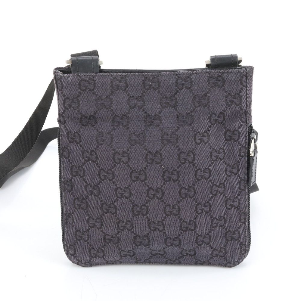 美品 グッチ GG キャンバス 019 0349 レザー ショルダーバッグ 斜め