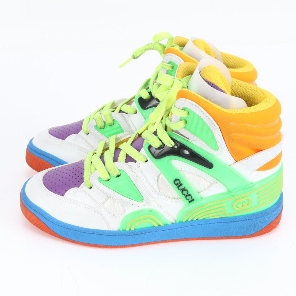 極美品 グッチ バスケット ハイカット スニーカー インターロッキングG