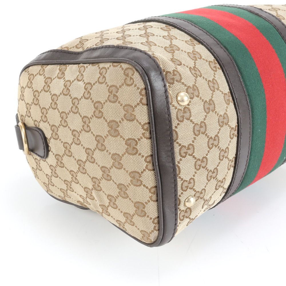 美品 グッチ GG キャンバス シェリー ライン ミニ ボストン 247205