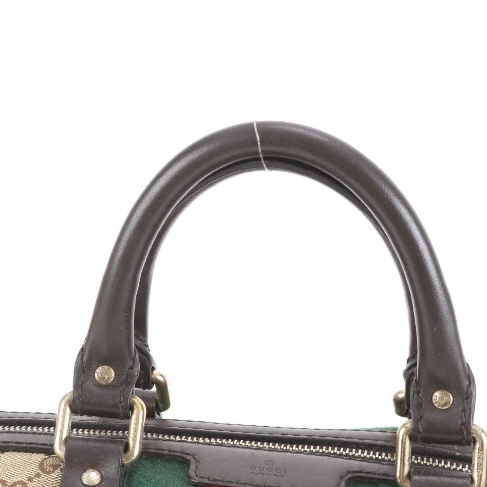 美品 グッチ GG キャンバス シェリー ライン ミニ ボストン 247205