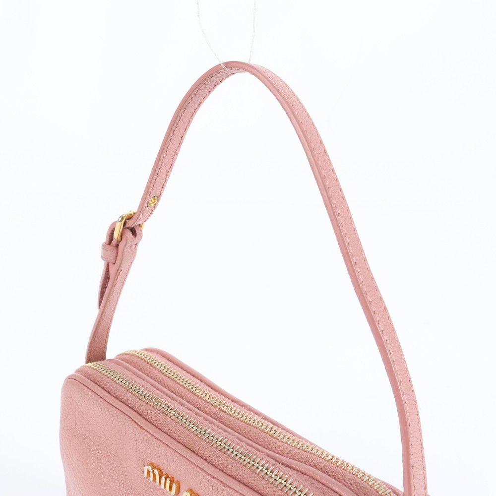 美品 ミュウミュウ マドラス レザー ハンドバッグ トート ピンク  