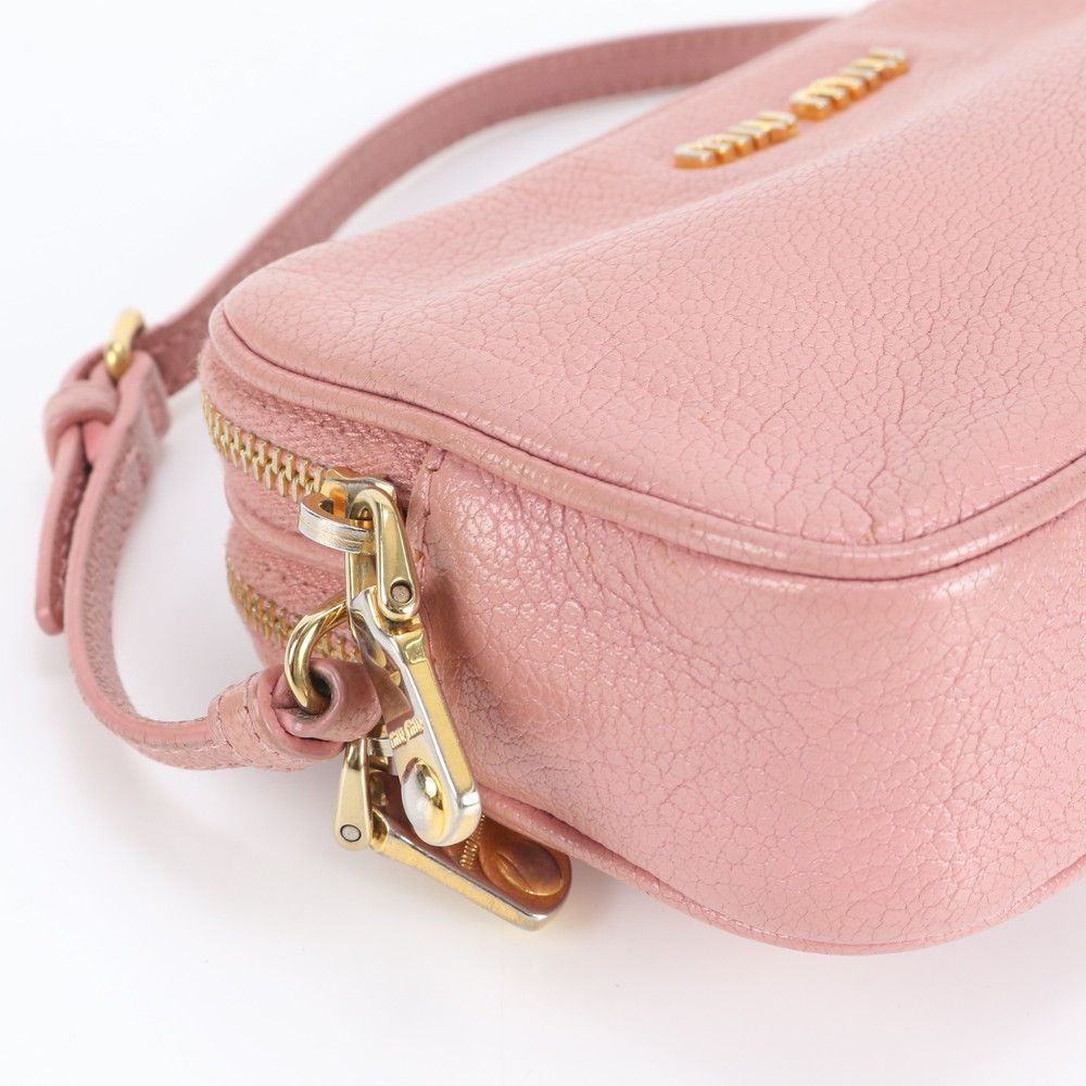 美品 ミュウミュウ マドラス レザー ハンドバッグ トート ピンク  