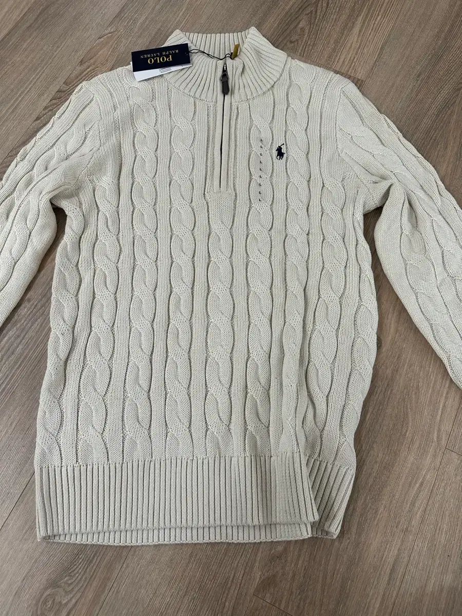 ポロラルフローレン ケーブルニット ジップアップ アイボリー L - メルカリ