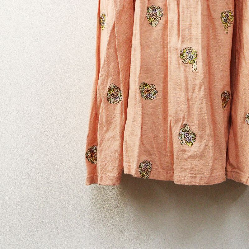美品 フランシュリッペ franche lippee 花束うさぎ刺繍ジャンスカ M