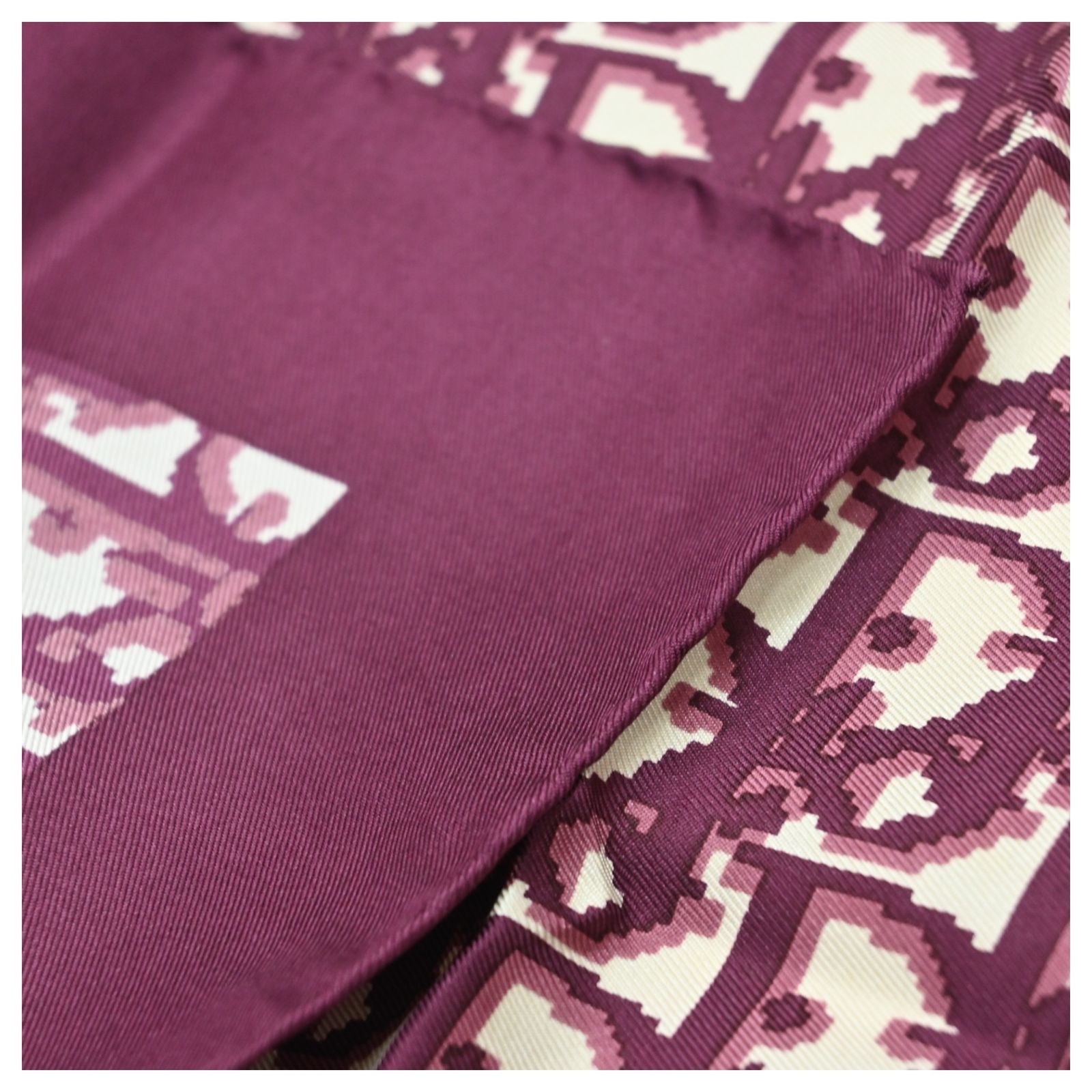 ディオール トロッター柄 シルク スカーフ ボルドー Aランク di1313kk