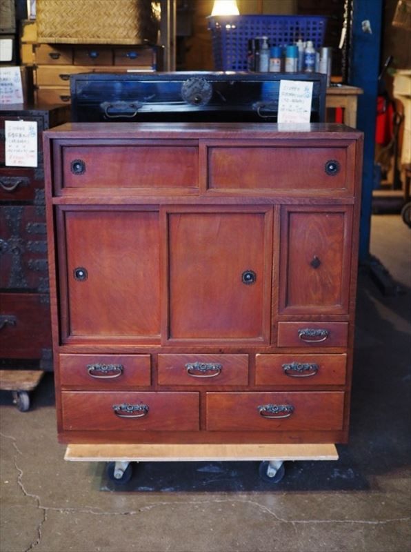 前欅のレトロな茶箪笥 昭和21年 古録展 送料無料 中古 品番S10921