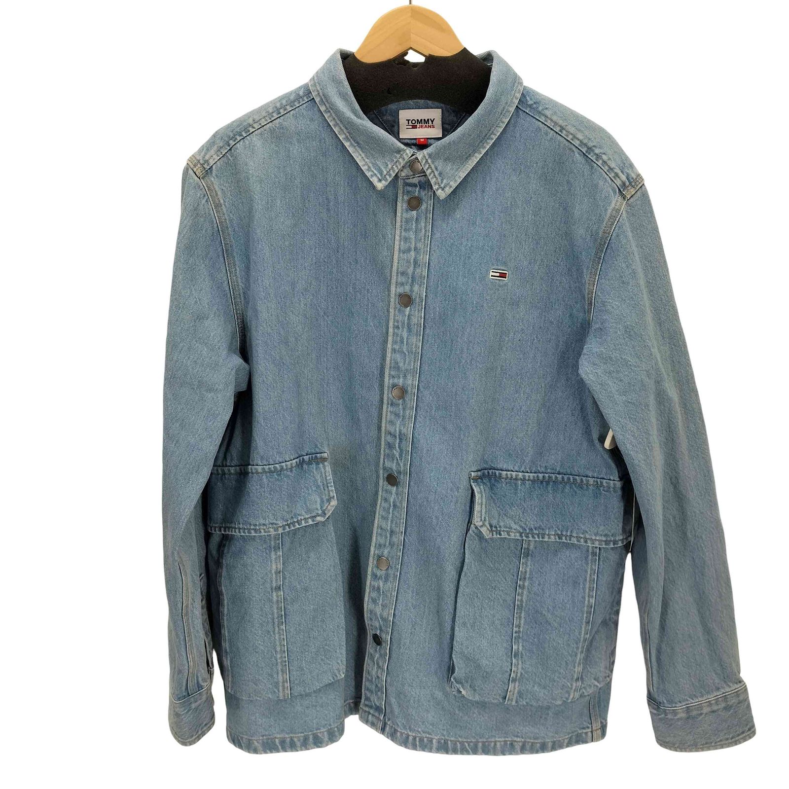 【美品】 JEANS トミージーンズ　デニムセットアップ　刺繍　ロゴ トミージーンズ tommy jeans ロゴ刺繍 デニムシャツジャケット メンズ