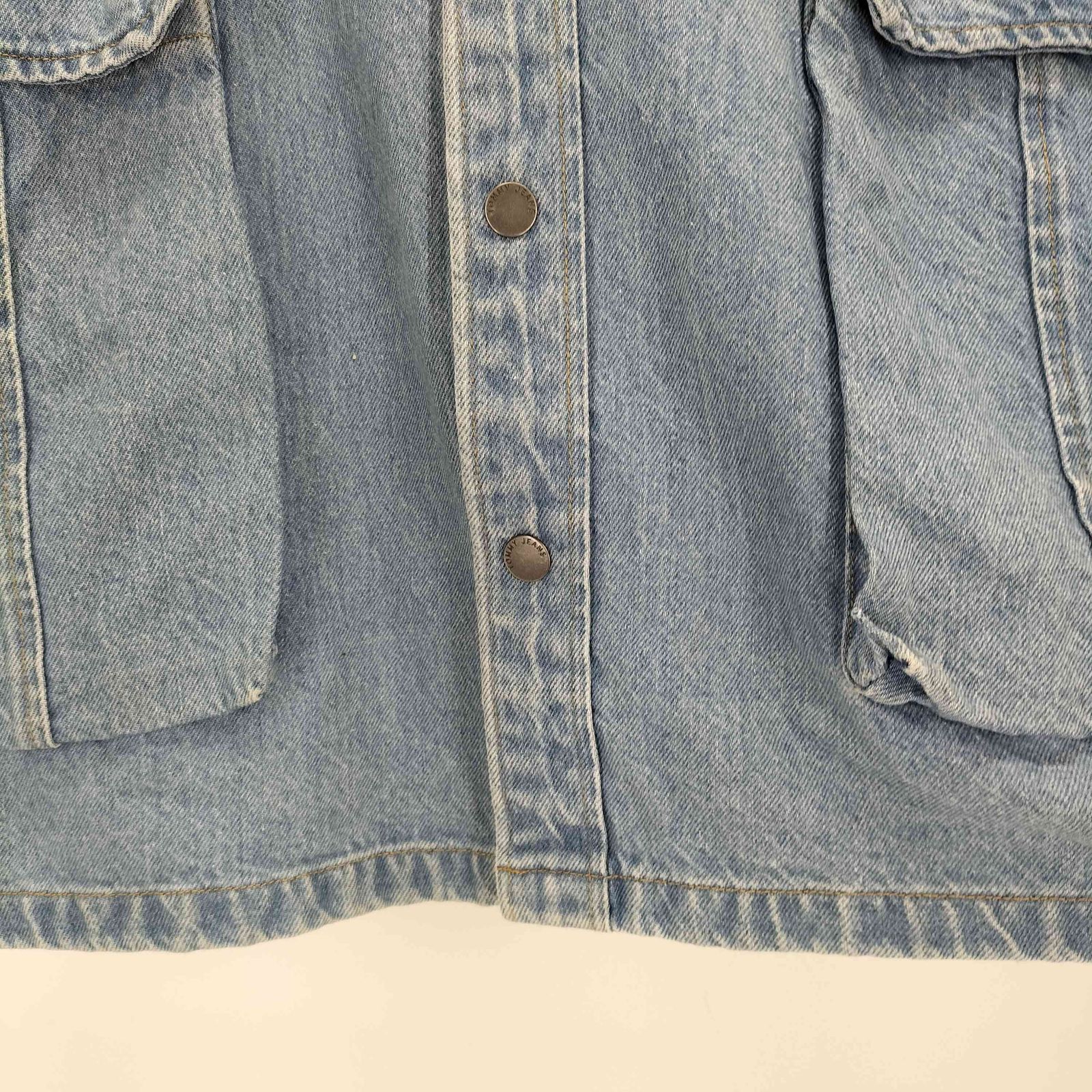 【美品】 JEANS トミージーンズ　デニムセットアップ　刺繍　ロゴ トミージーンズ tommy jeans ロゴ刺繍 デニムシャツジャケット メンズ