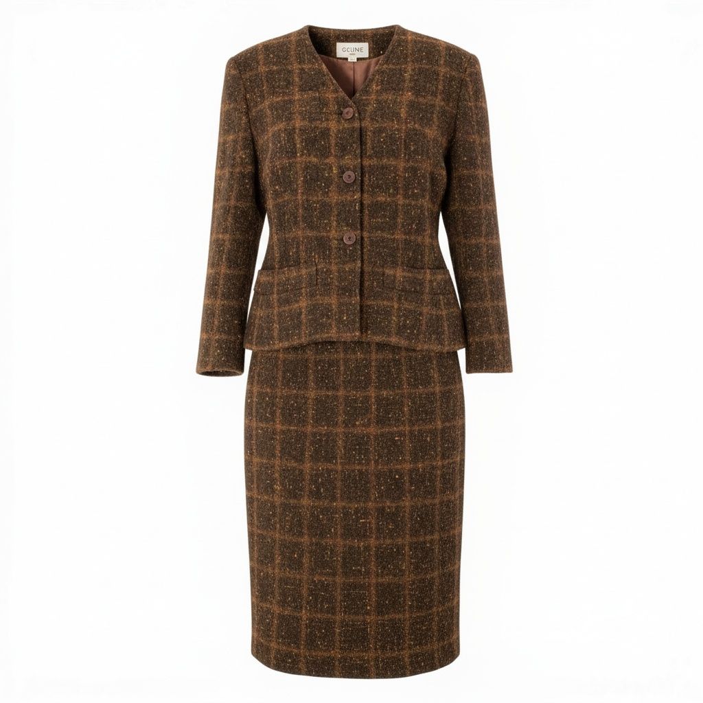 82a29 Vintage CELINE セリーヌ ツイード ジャケット スカート