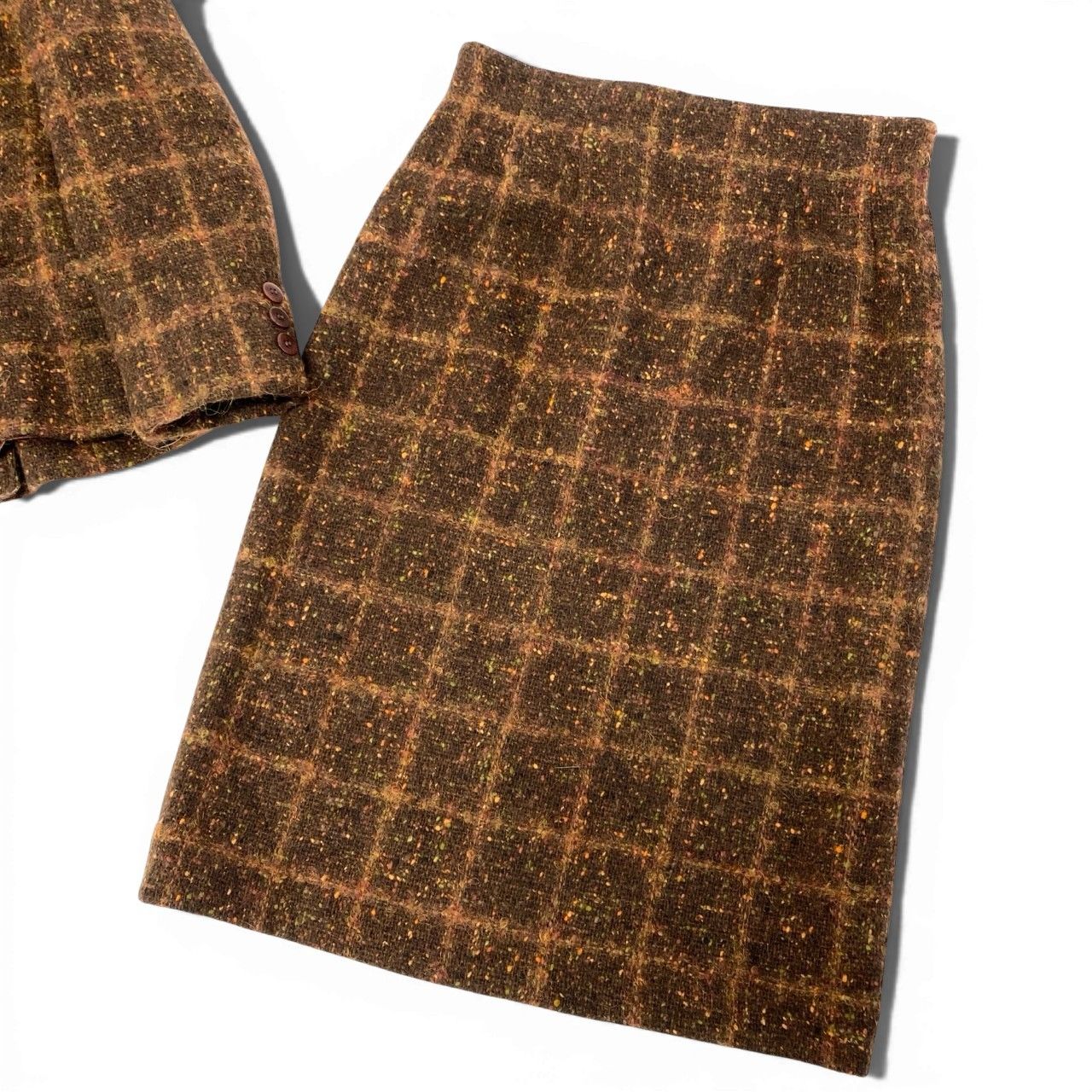 CELINE フランス製 ヴィンテージ　ジャケット 82a29 Vintage CELINE セリーヌ ツイード ジャケット スカート