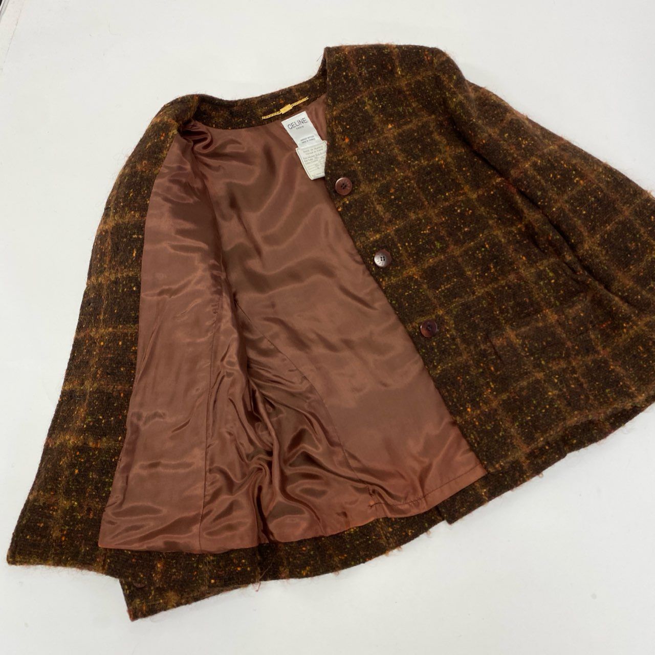 82a29 Vintage CELINE セリーヌ ツイード ジャケット スカート