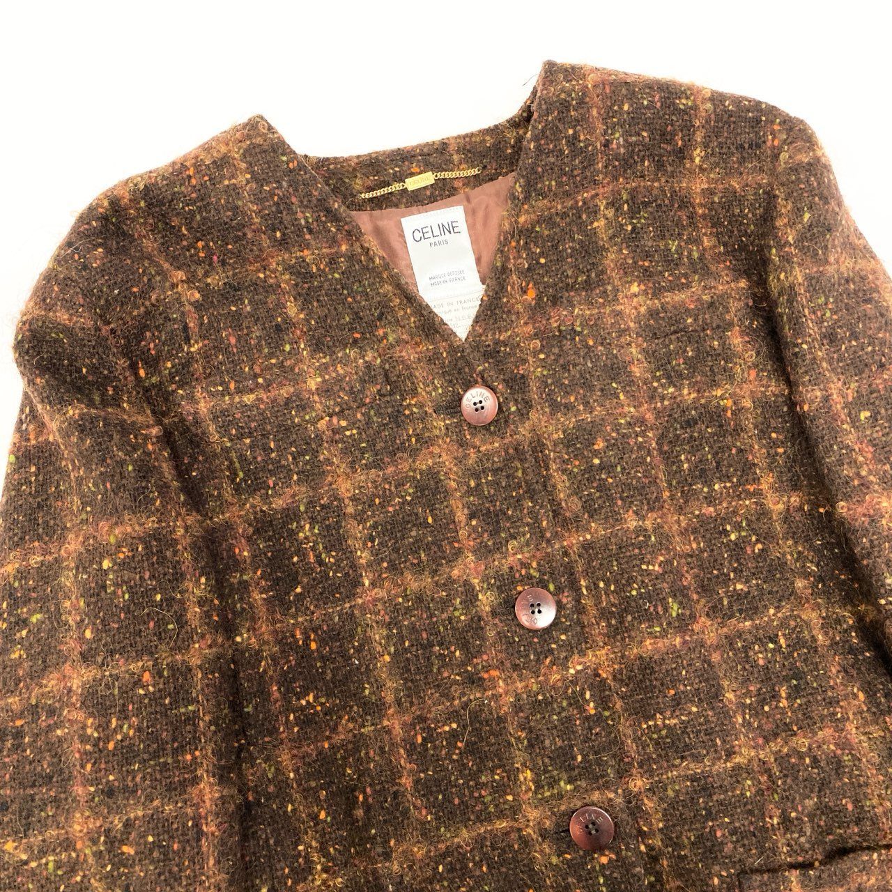 CELINE フランス製 ヴィンテージ　ジャケット 82a29 Vintage CELINE セリーヌ ツイード ジャケット スカート