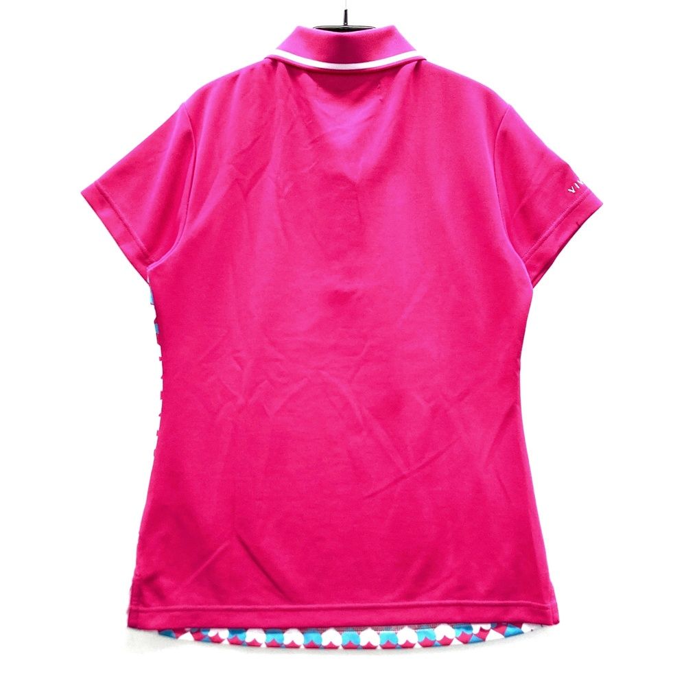 サイズ：40 VIVA HEART ビバハート 半袖ポロシャツ ハート総柄 ピンク