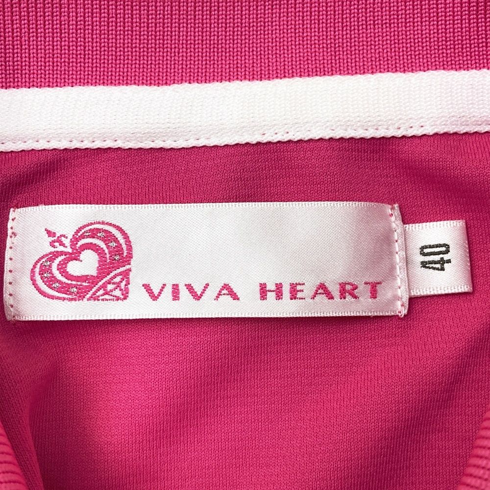 サイズ：40 VIVA HEART ビバハート 半袖ポロシャツ ハート総柄 ピンク