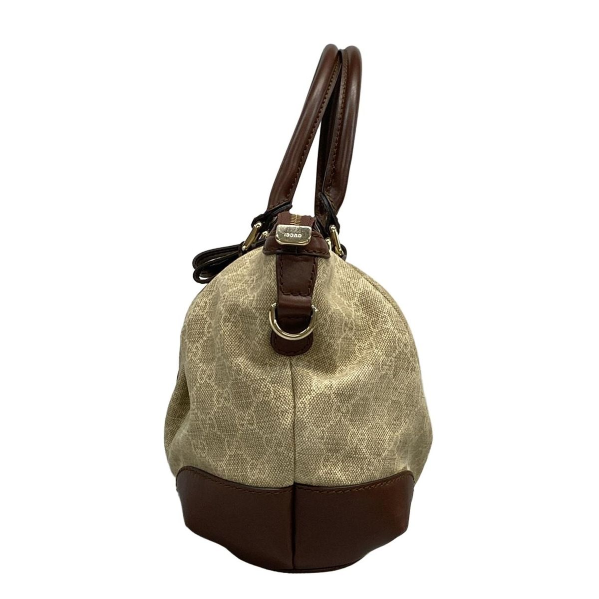 Gucci ハンドバッグ ベージュ　ブラウン　GG 美品 GUCCI グッチ GGキャンバス ハンドバッグ ブラウン 124542