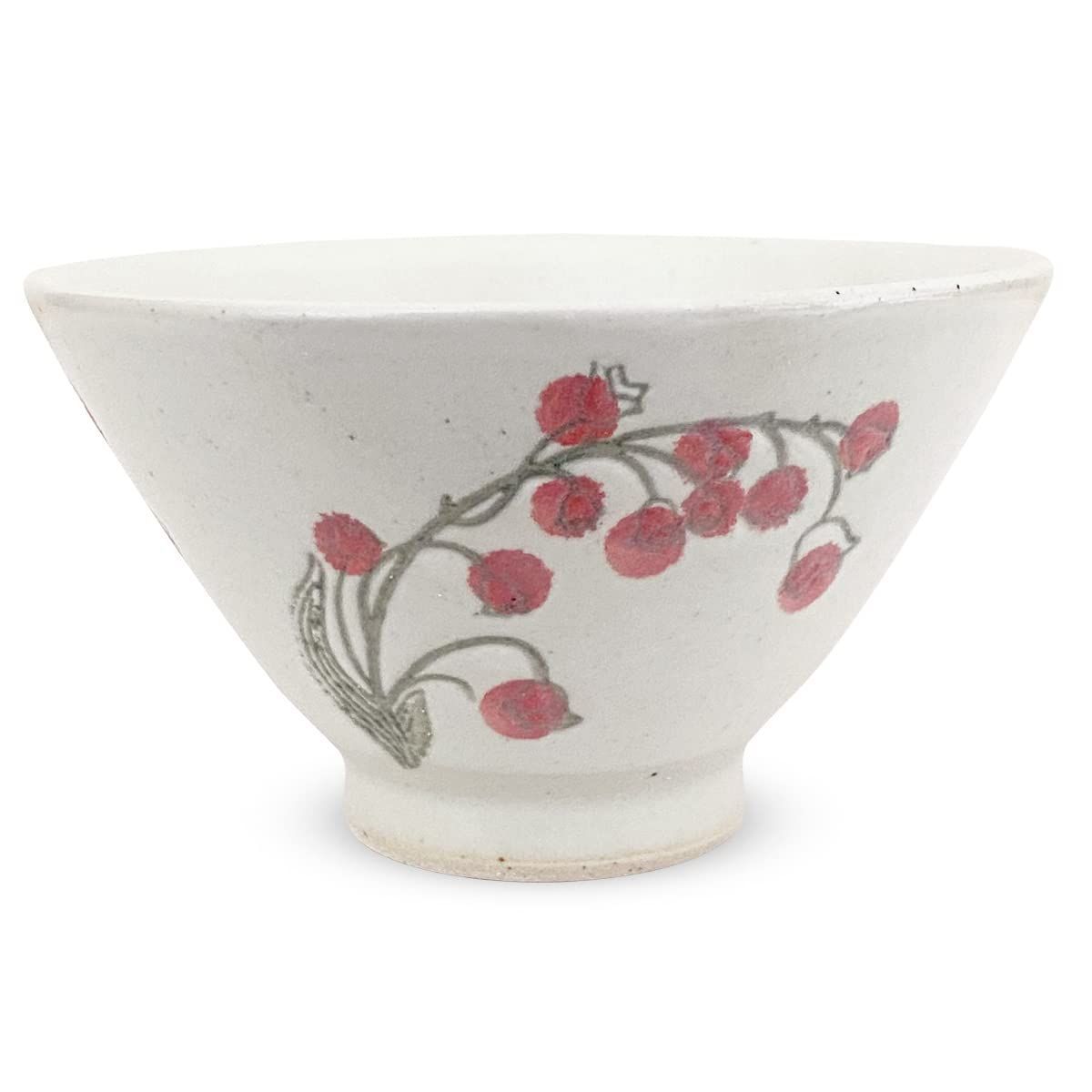 人気商品】レッド スズラン 日本製 波佐見焼 11cm 茶碗 勲山窯 J