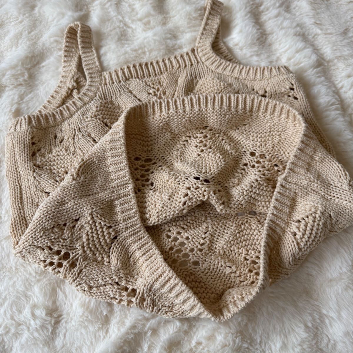 6(ROKU)LILY YARN SUKASHI KNITキャミソール