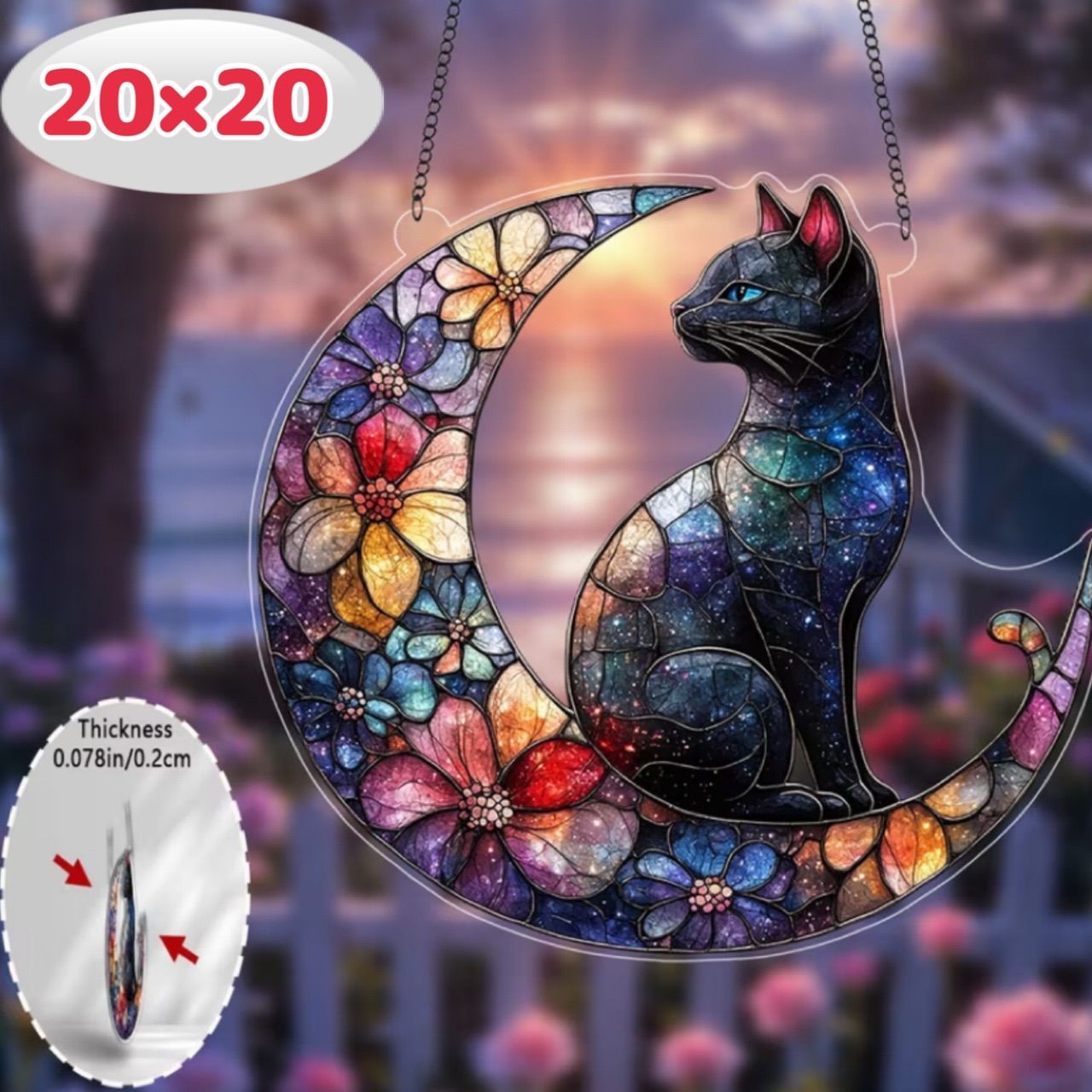 サンキャッチャー ステンドグラス風 猫 インテリア ウォールアート