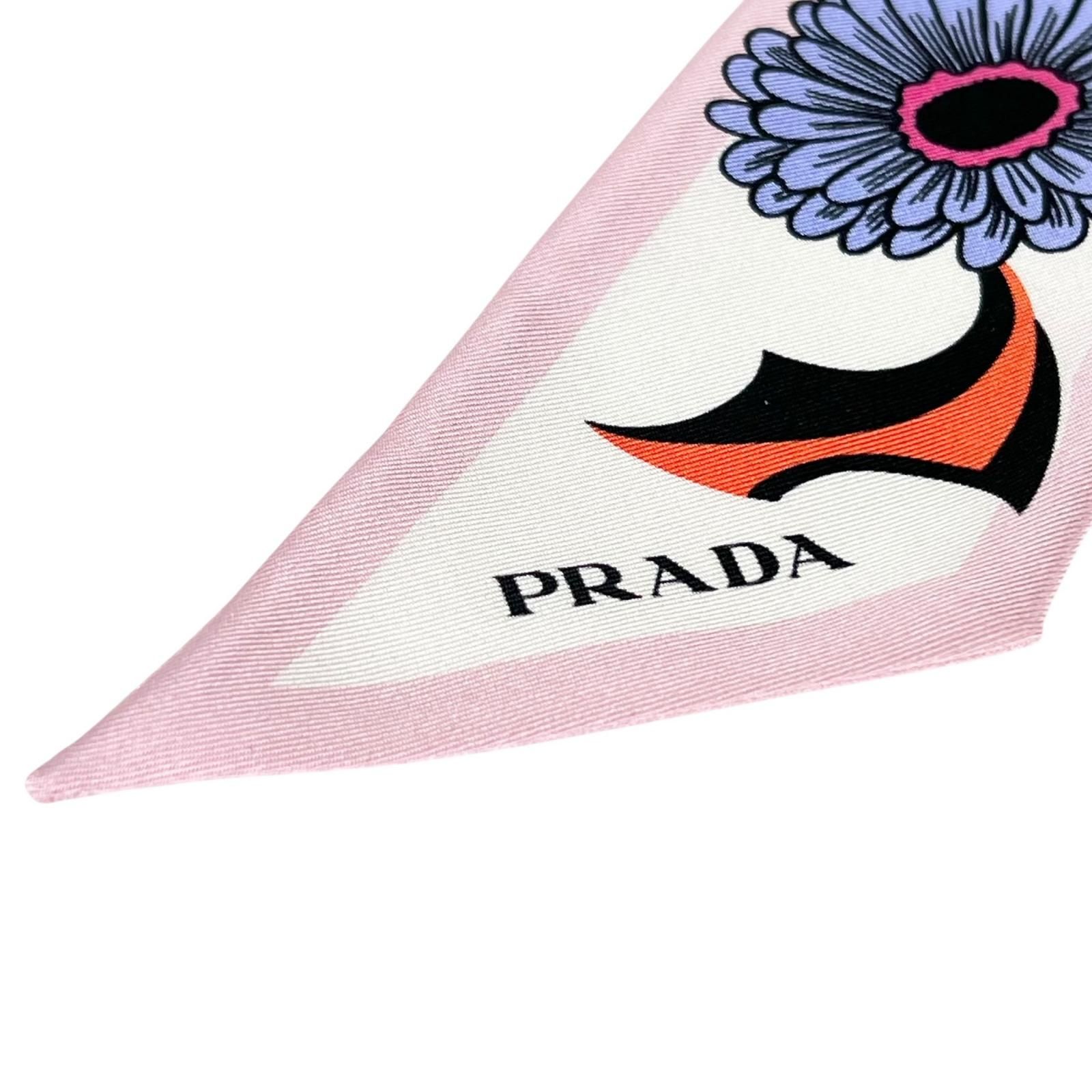 極美品△PRADA プラダ 1FF008 シルク100％ フラワー プリントツイル