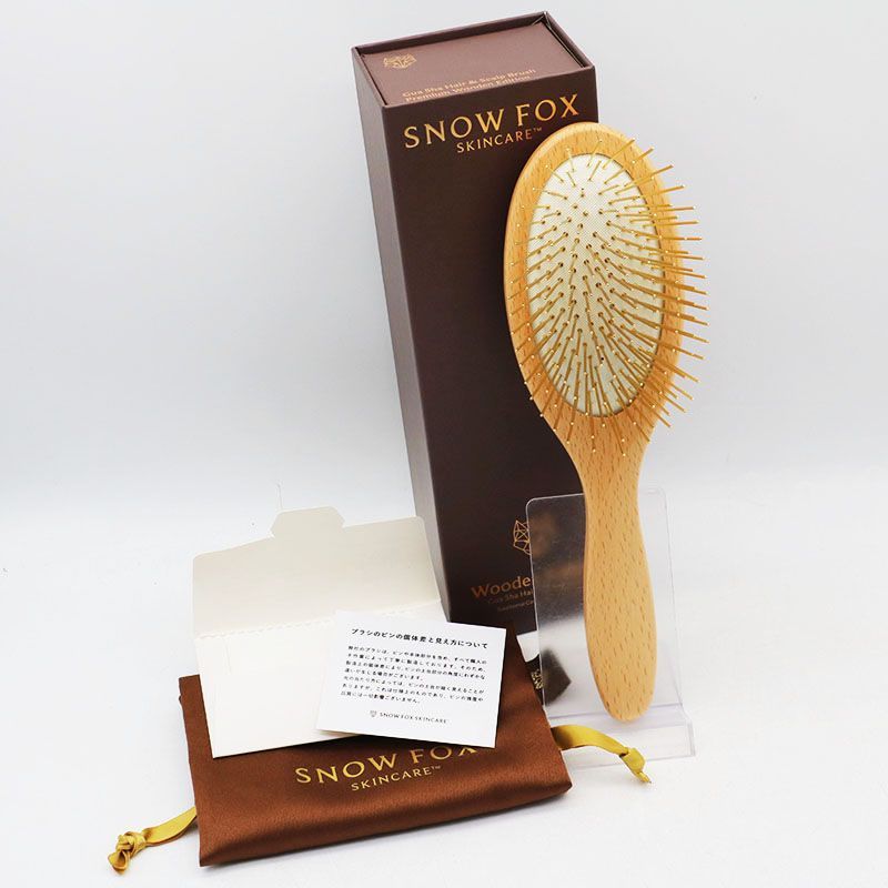 未使用 SNOW FOX SKINCARE プレミアム FOXカッサ ウッド ヘアブラシ