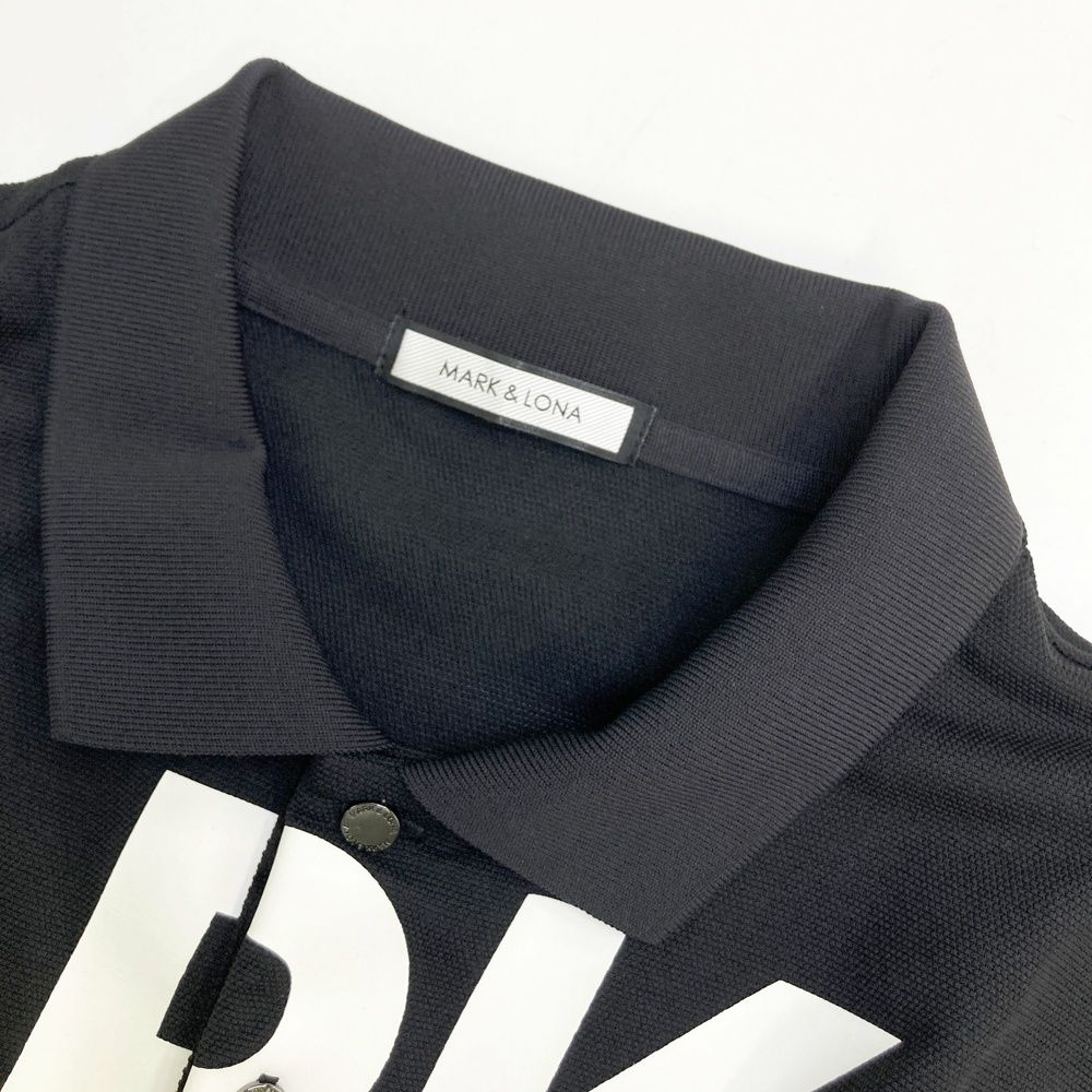 MARK&LONA マークアンドロナ　ポロシャツ　メンズ　ゴルフ　48 ロゴ　L サイズ：48 MARK&LONA マークアンドロナ 半袖ポロシャツ ブラック系