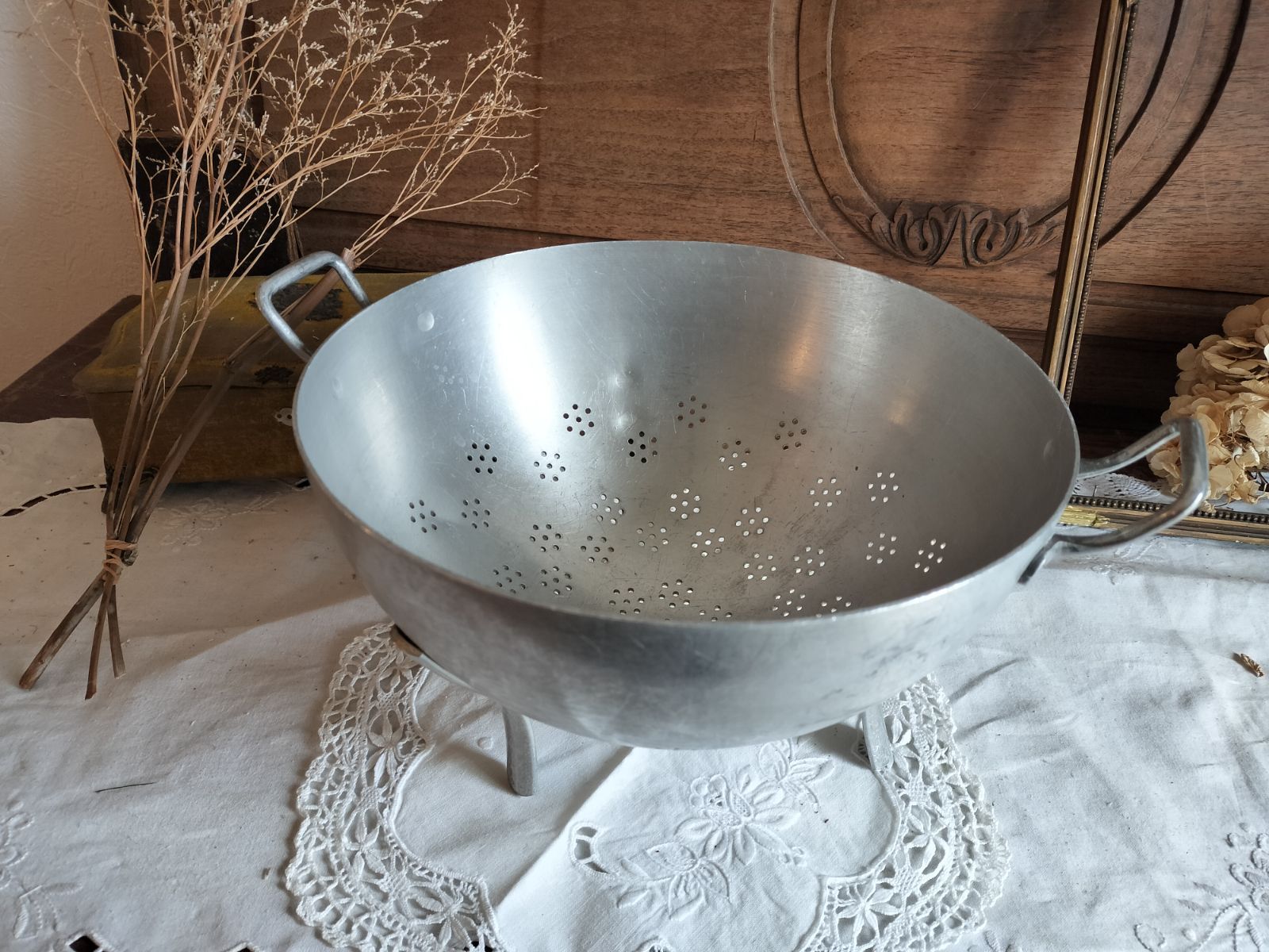【オリーブ様】フランス　アンティーク　コランダー　アルミ フランス アンティーク アルミ コランダー 美品 - メルカリ