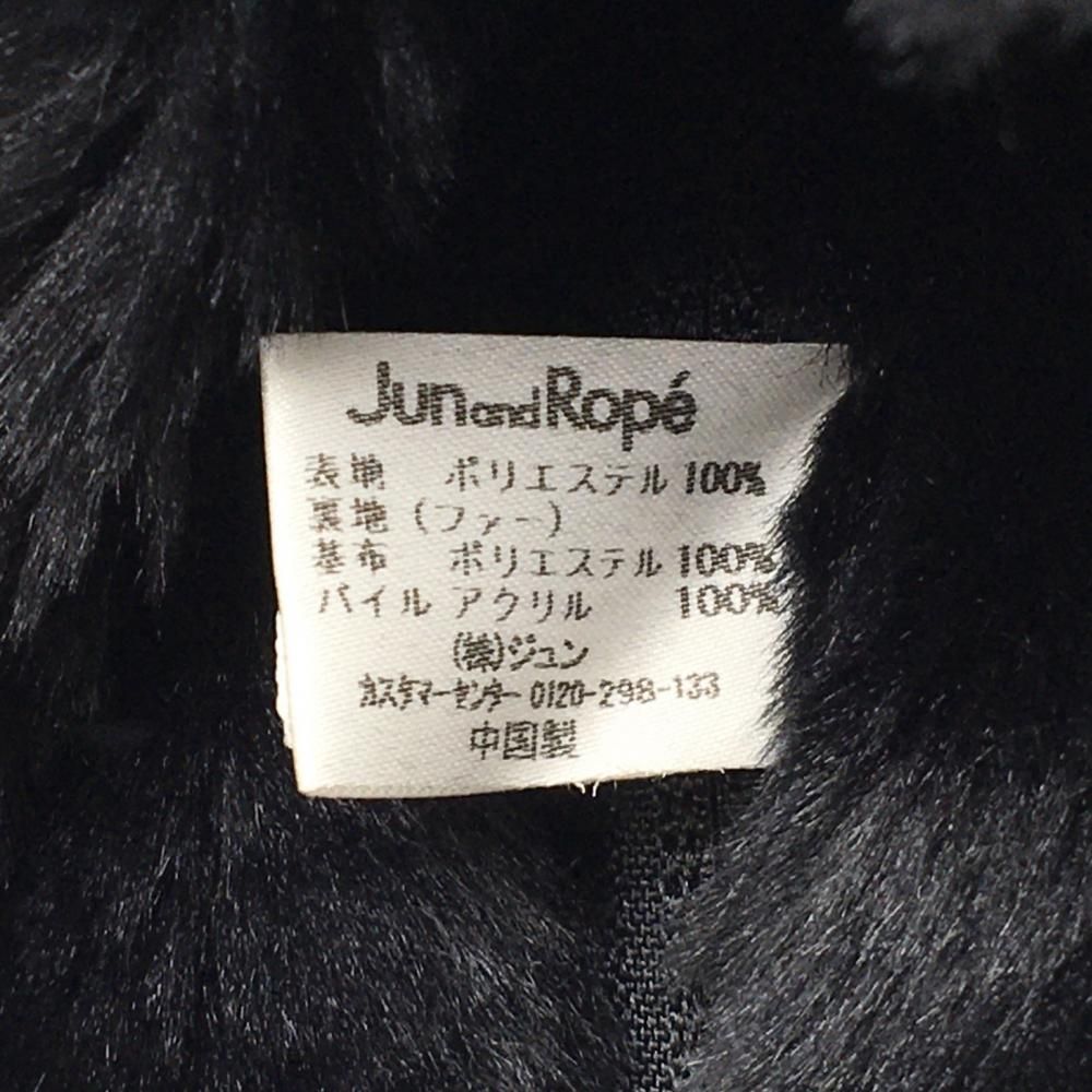 美品】ジュンアンドロペ レッグウォーマー 黒 ロゴワッペン 裏ファー