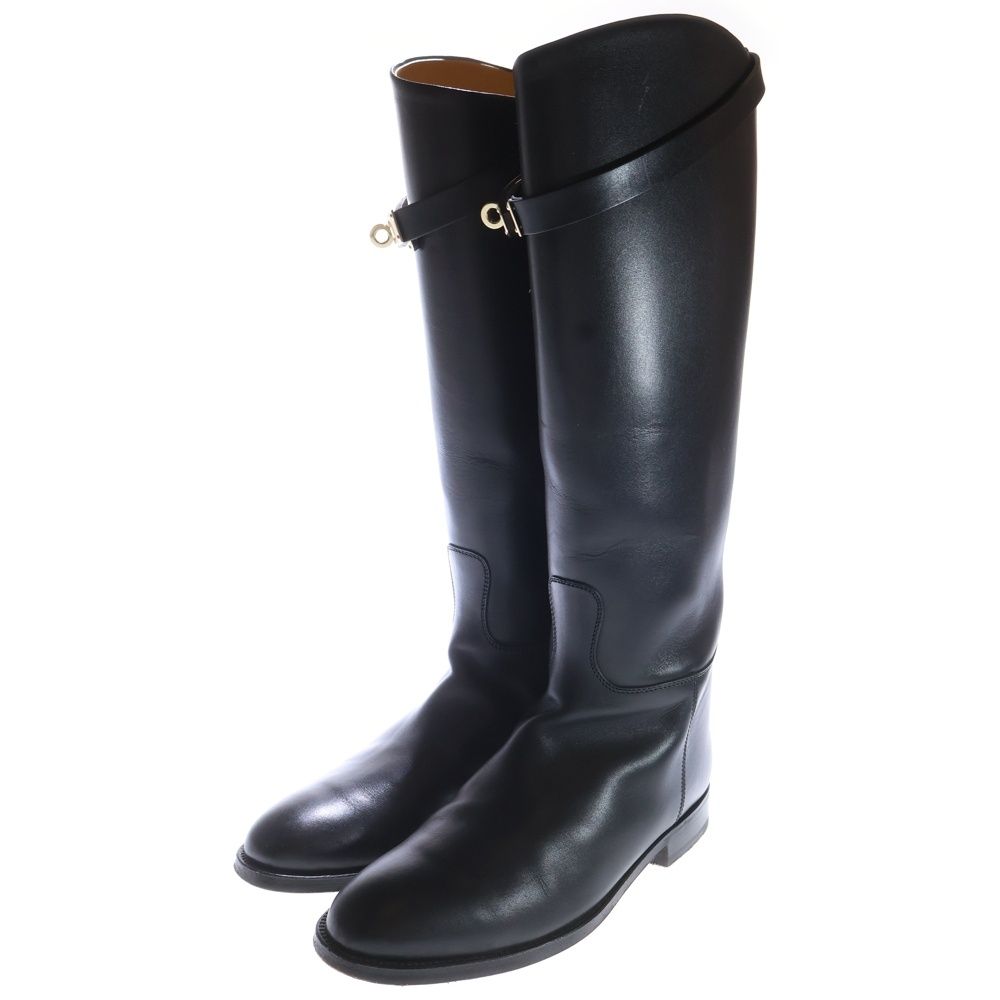 HERMES (エルメス) ジャンピングブーツ ケリー金具 ブラック レザー