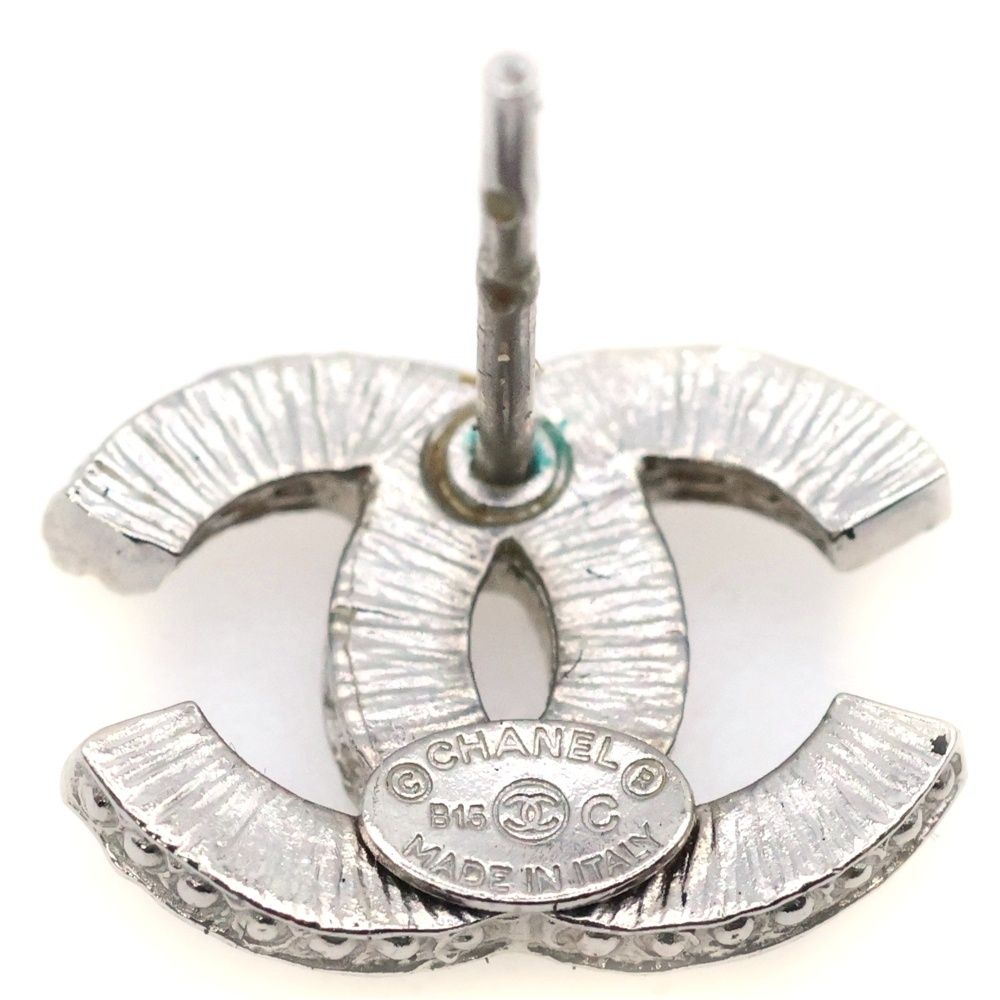CHANEL (シャネル) ココマーク ラインストーン ピアス シルバー B15C