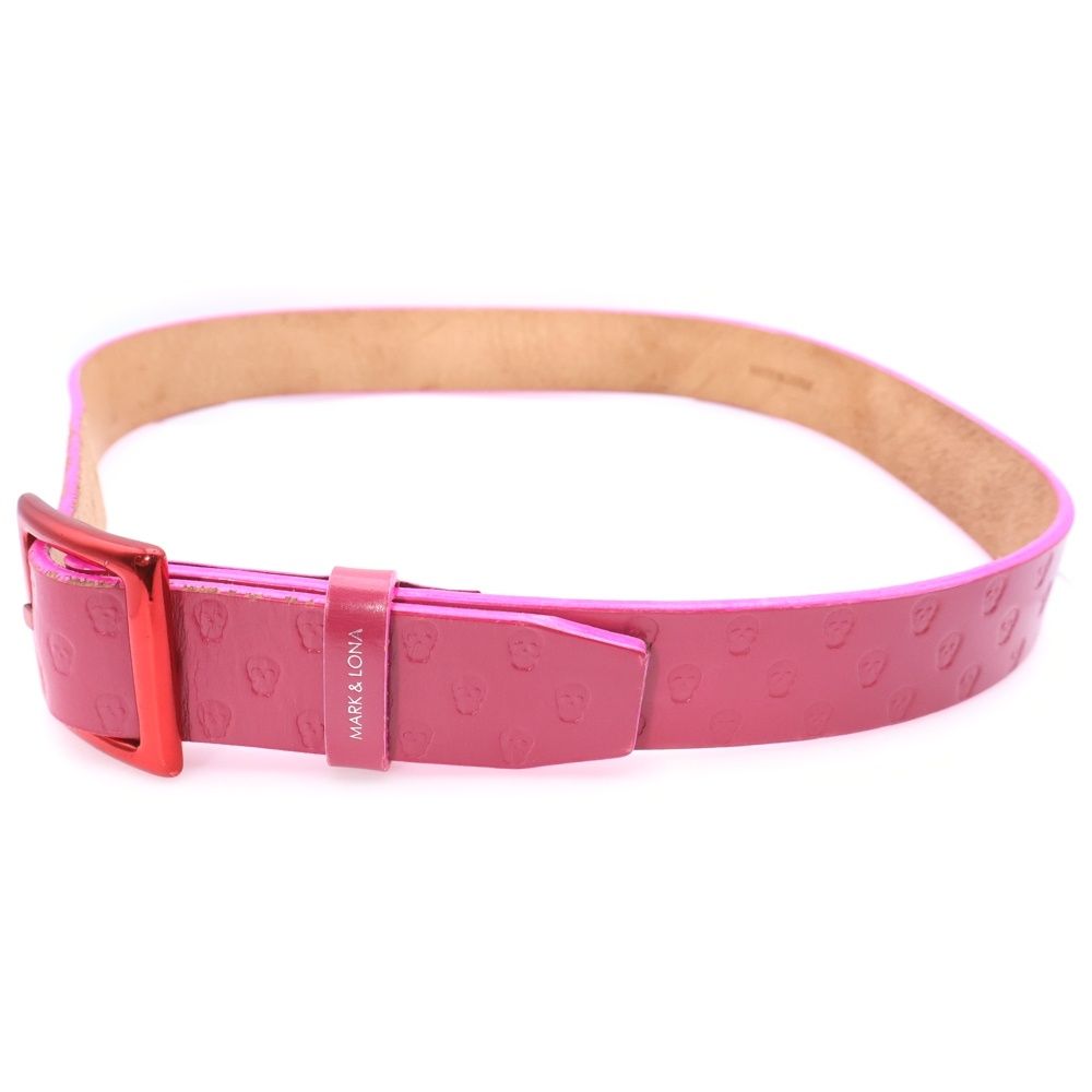MARK&LONA (マークアンドロナ) SCULL BELT スカル総柄 ベルト ピンク