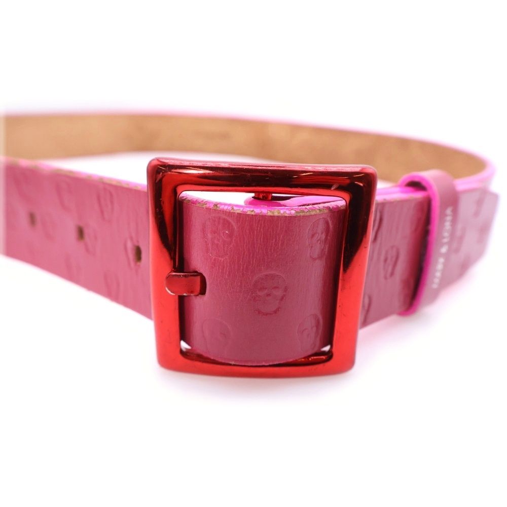 MARK&LONA (マークアンドロナ) SCULL BELT スカル総柄 ベルト ピンク