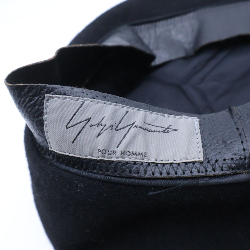 ヨウジヤマモト プールオム　ベレー帽 Yohji Yamamoto POUR HOMME (ヨウジヤマモト プールオム) 内レザー切替