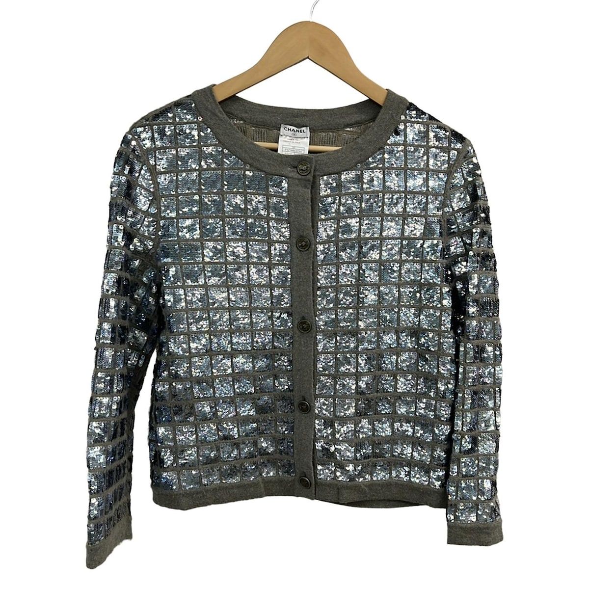 I　CHANEL カーディガン　42 シャネル　ブラック　黒　ダークグレー シャネル CHANEL カーディガン