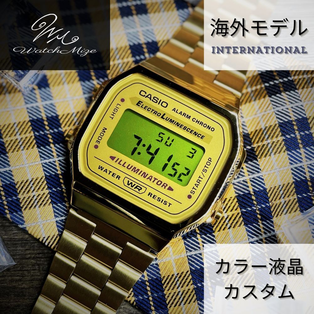 🌟新品未使用🌟 CASIO チプカシ A168WG-9W 『イエロー液晶』カスタム