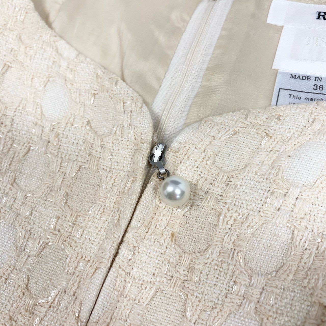 50a29 Rene ルネ ツイードワンピース ノースリーブワンピース 英国  