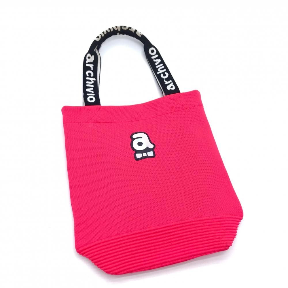 美品】アルチビオ カートバッグ ピンク×黒 ニット 持ち手ロゴ ゴルフ